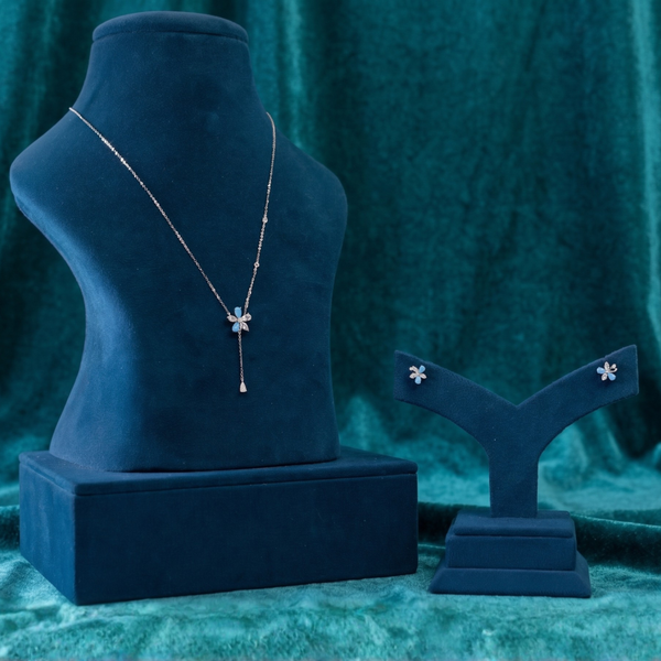 Blue Floral Drop Pendant Set