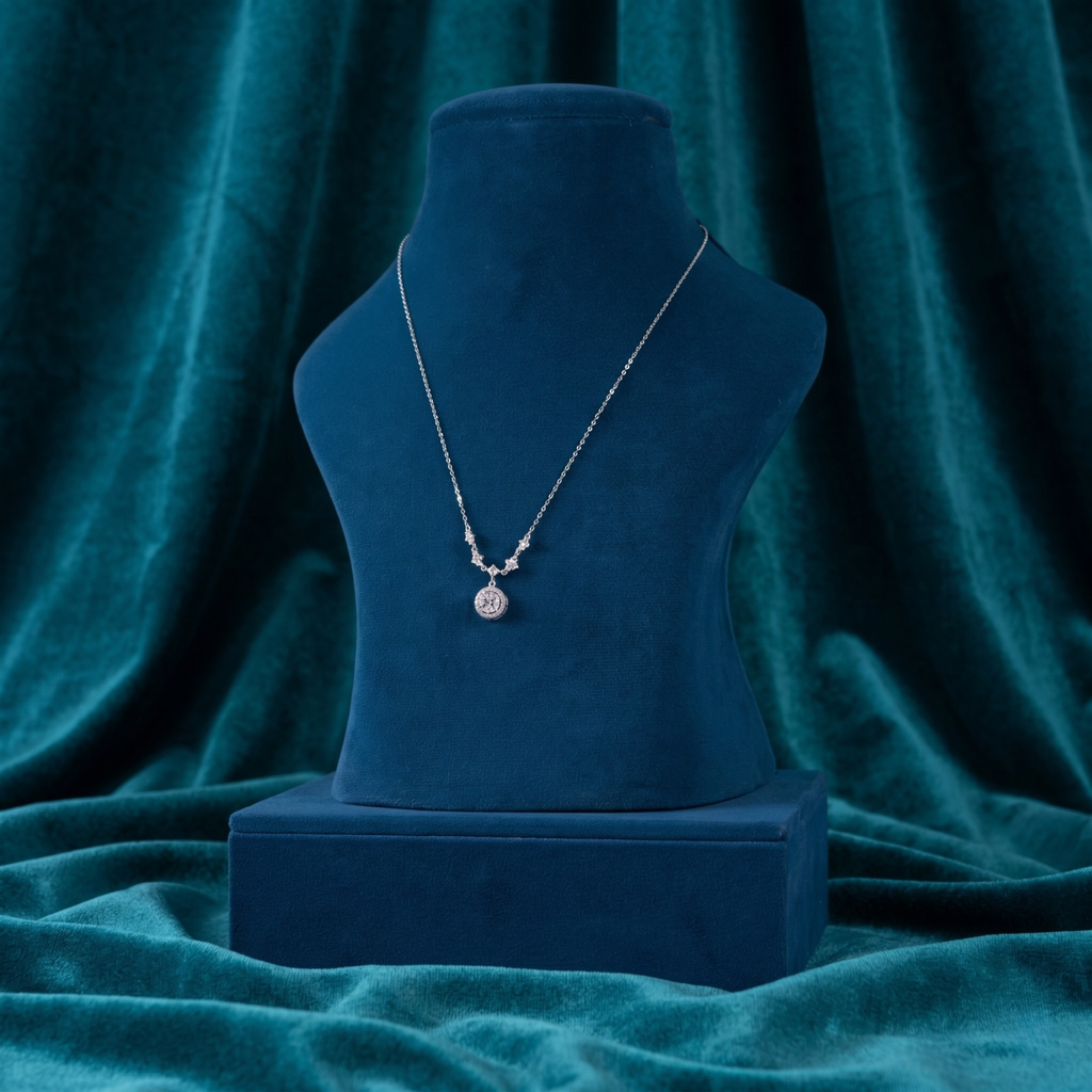 Round Halo Drop Pendant