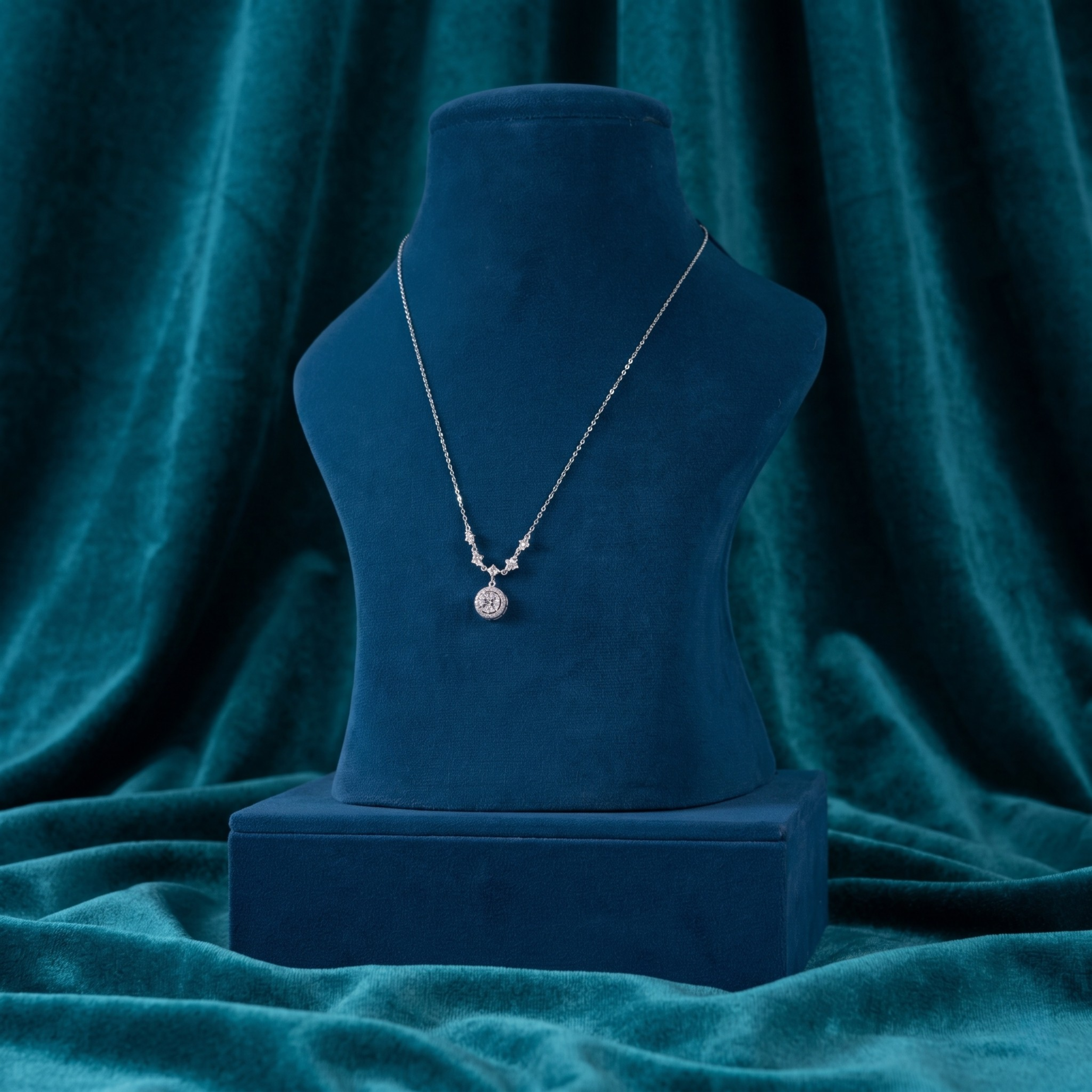 Round Halo Drop Pendant