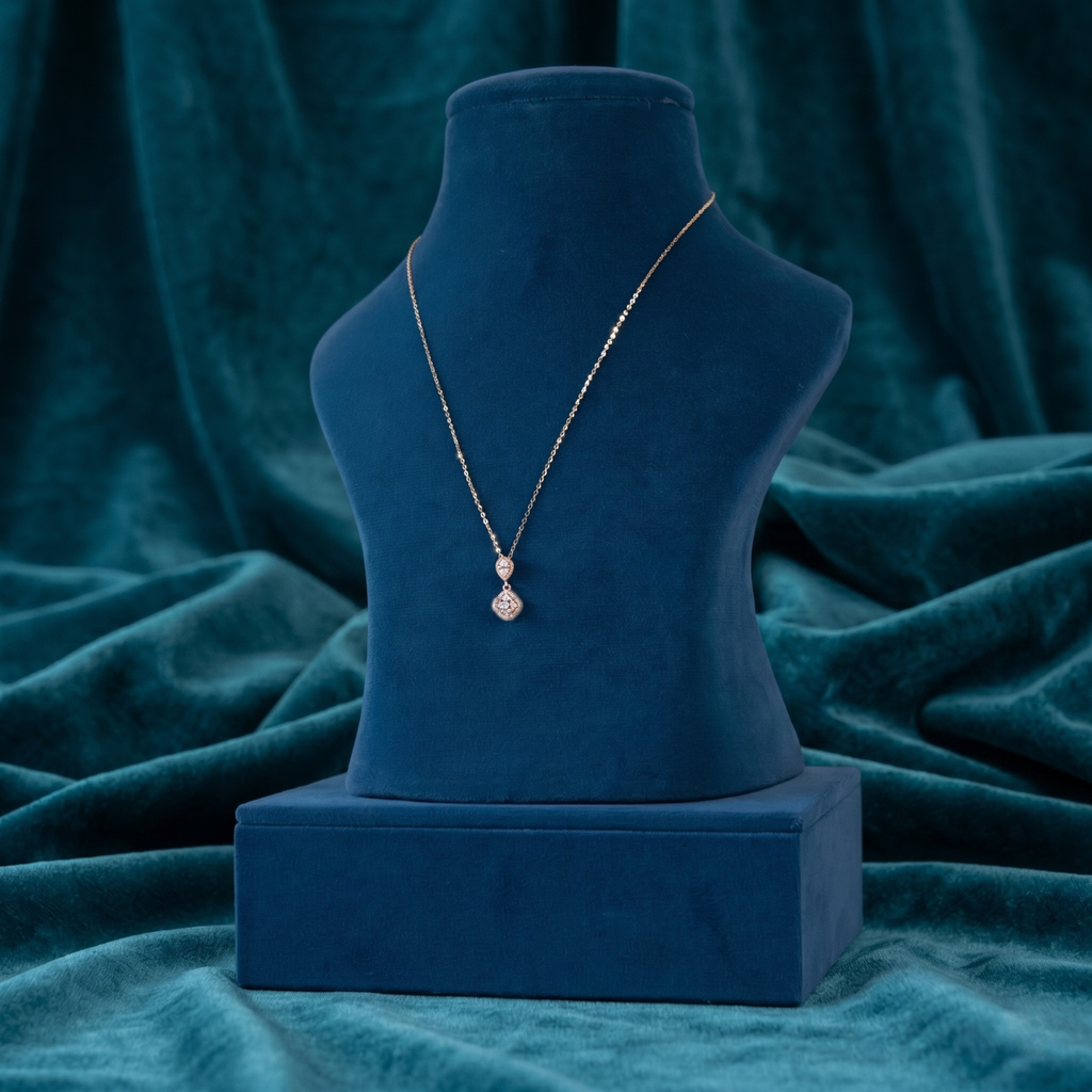 Double Stone Halo Pendant