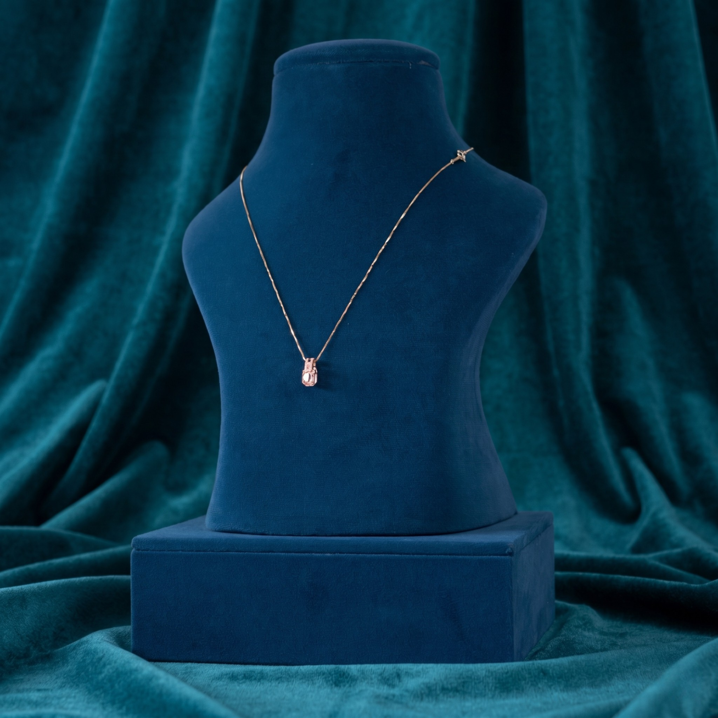 Pink Octagon Crystal Drop Pendant