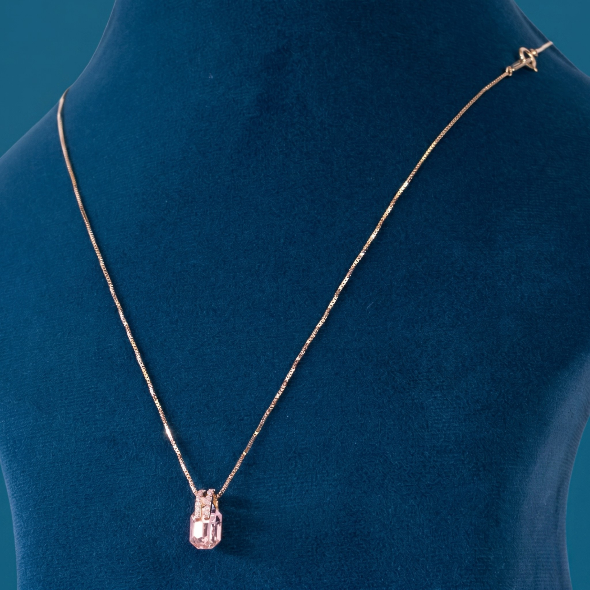 Pink Octagon Crystal Drop Pendant