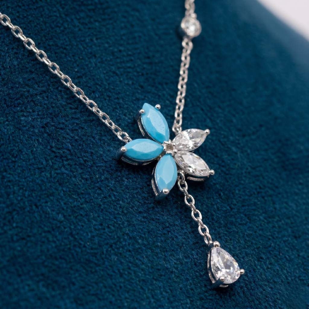 Blue Floral Crystal Set