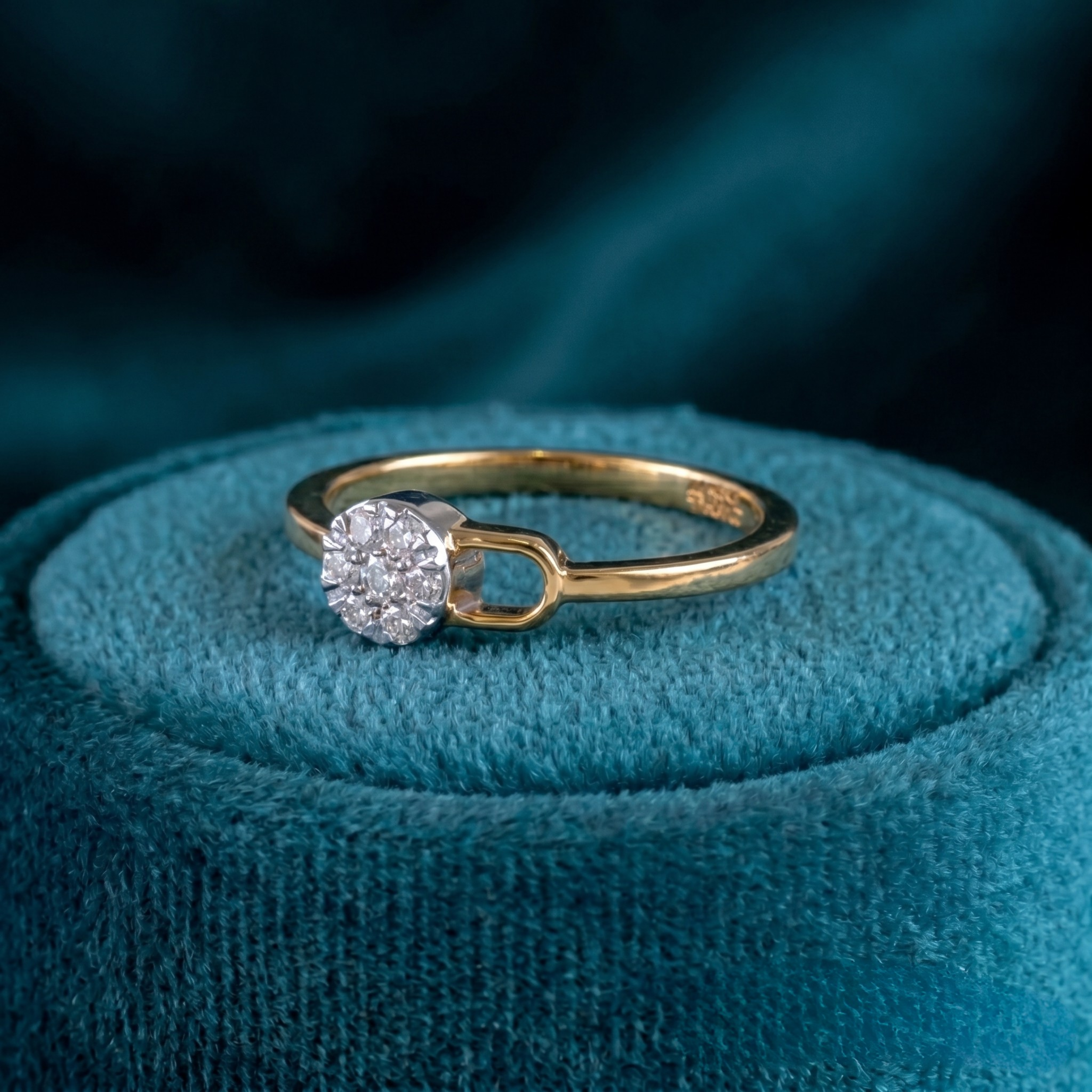 Golden Petal Halo Ring