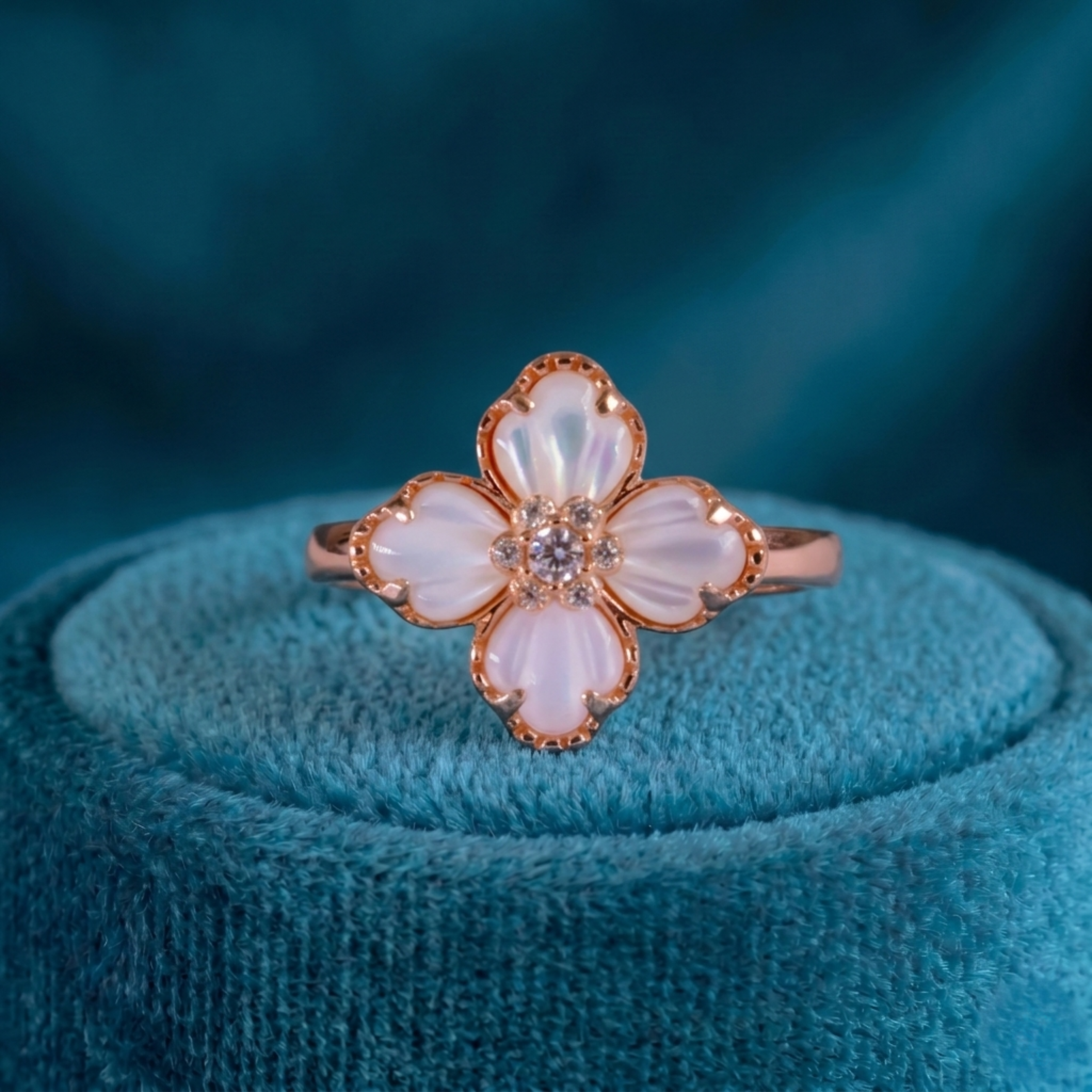 Rose Gold Blossom Ring (Adjustable)