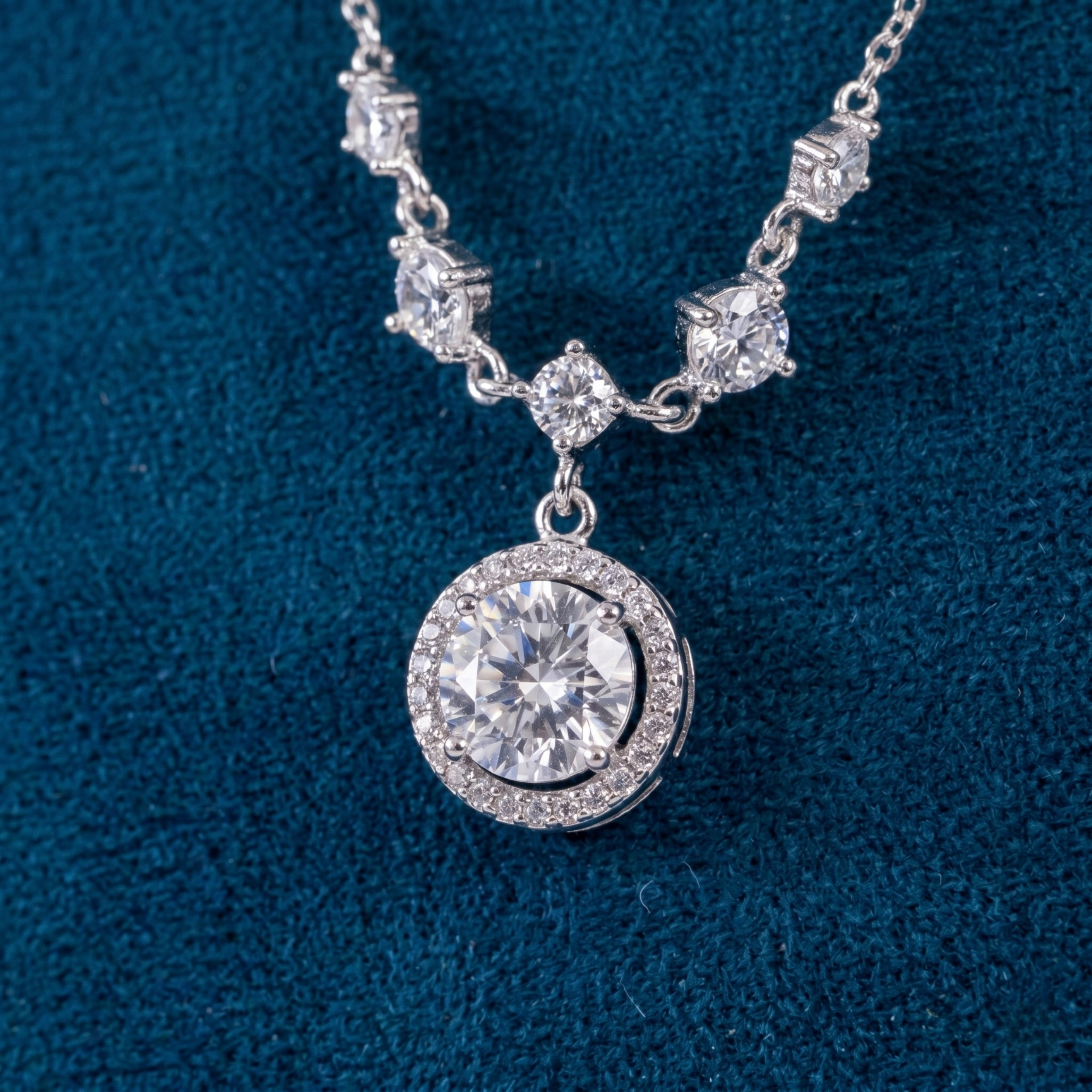 Round Halo Drop Pendant