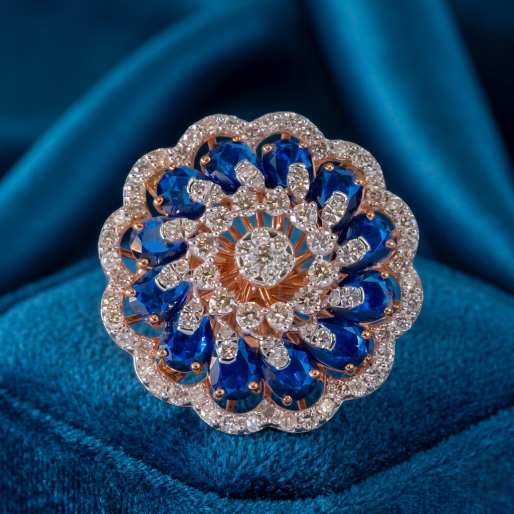 Blue Halo Flower Ring