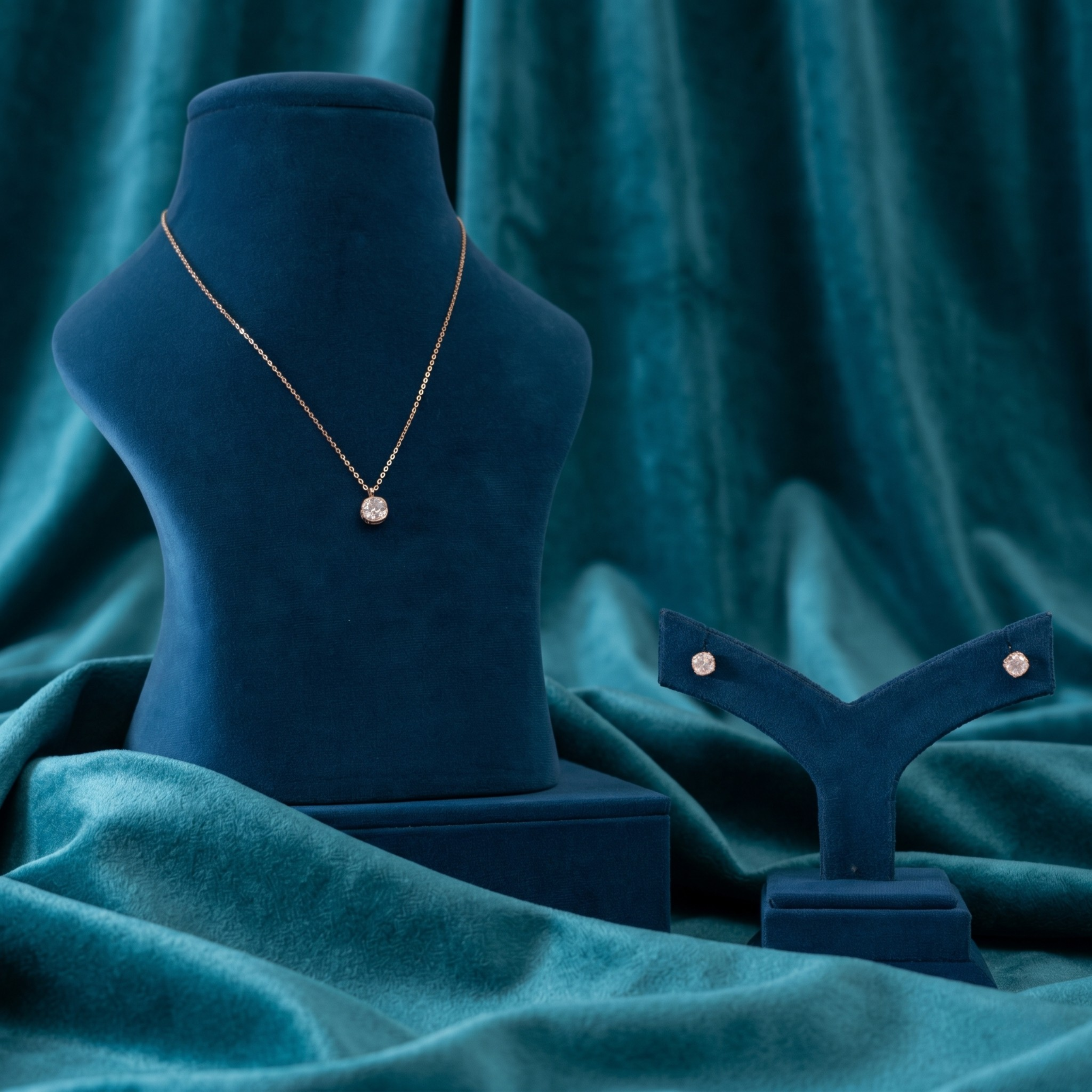 Rose Gold Cushion Crystal Set