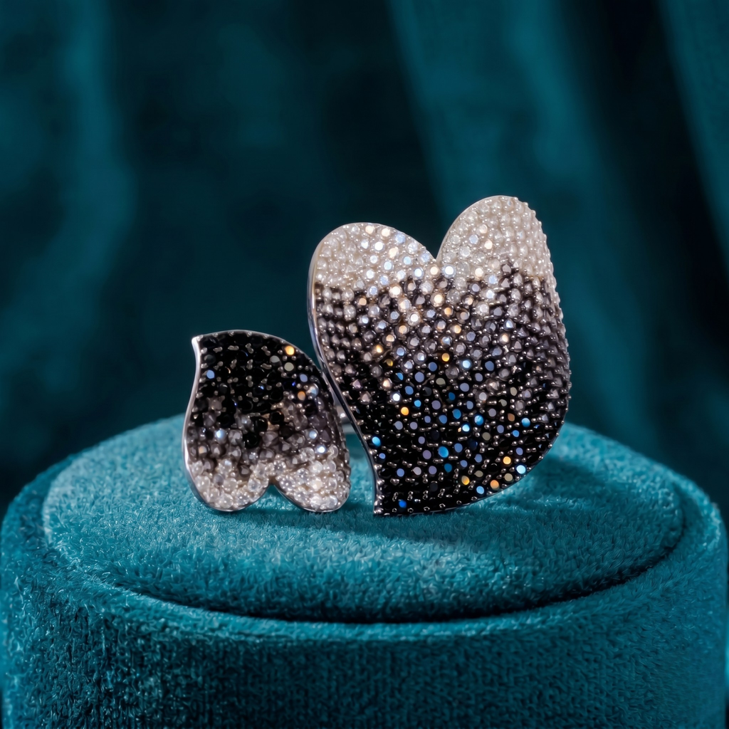 Dual Heart Pave Statement Ring
