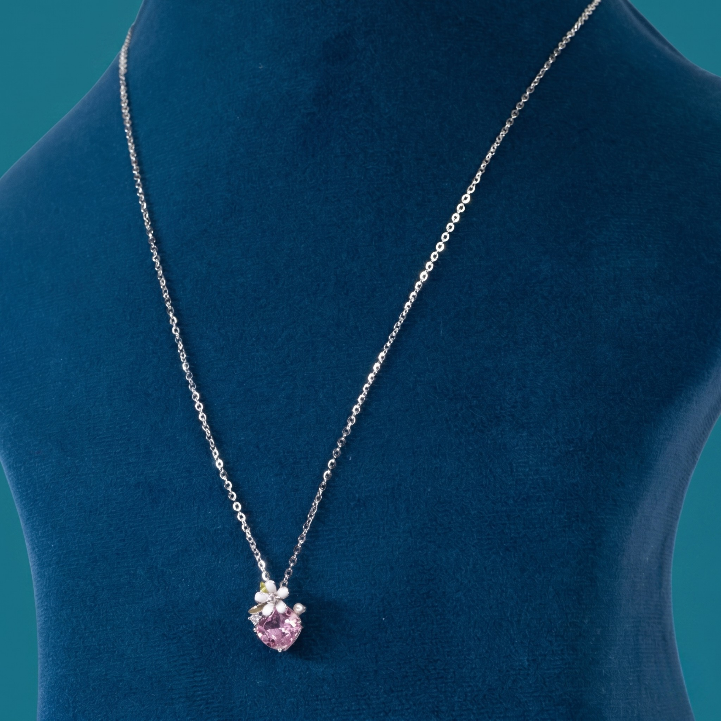 Pink Stone Floral Pendant