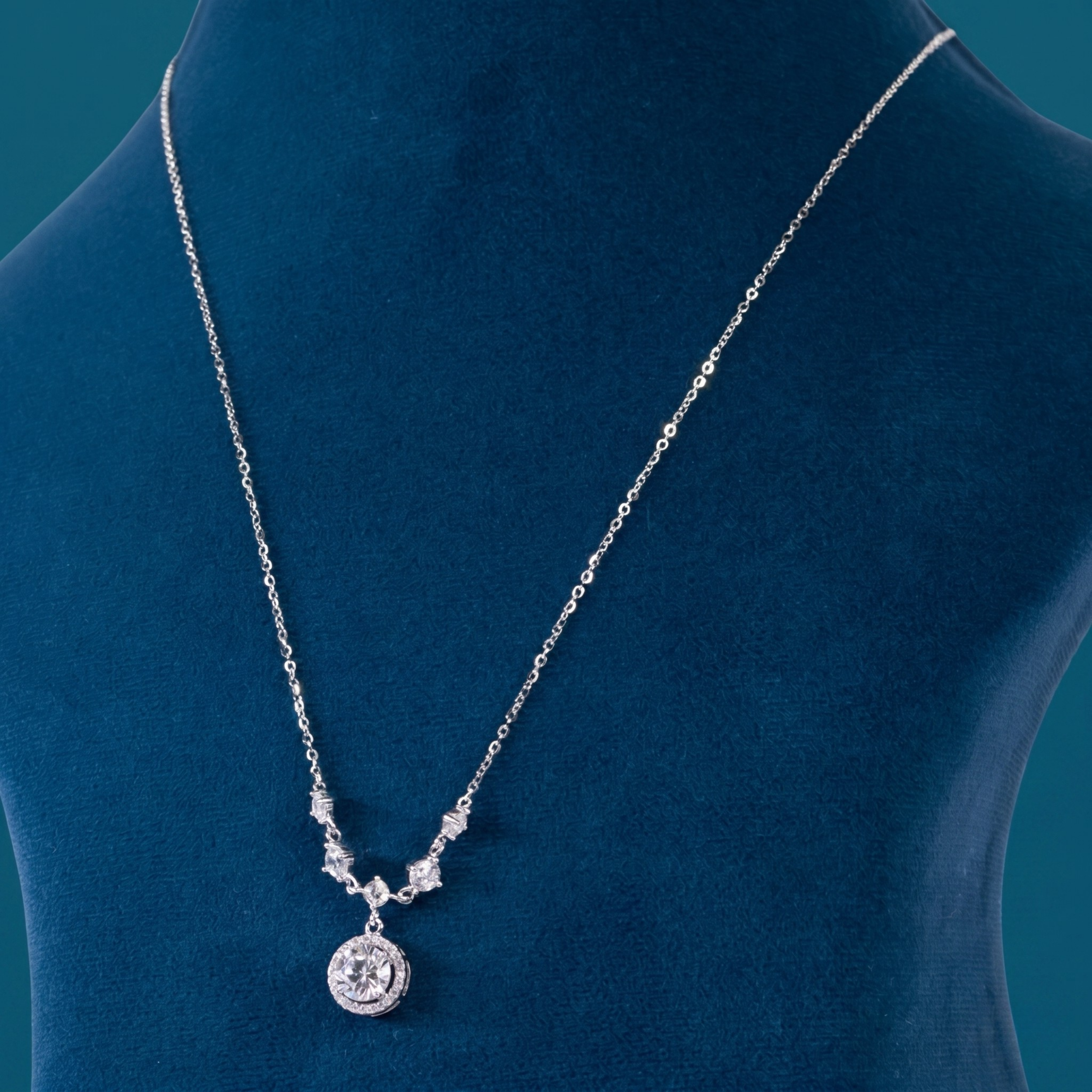 Round Halo Drop Pendant