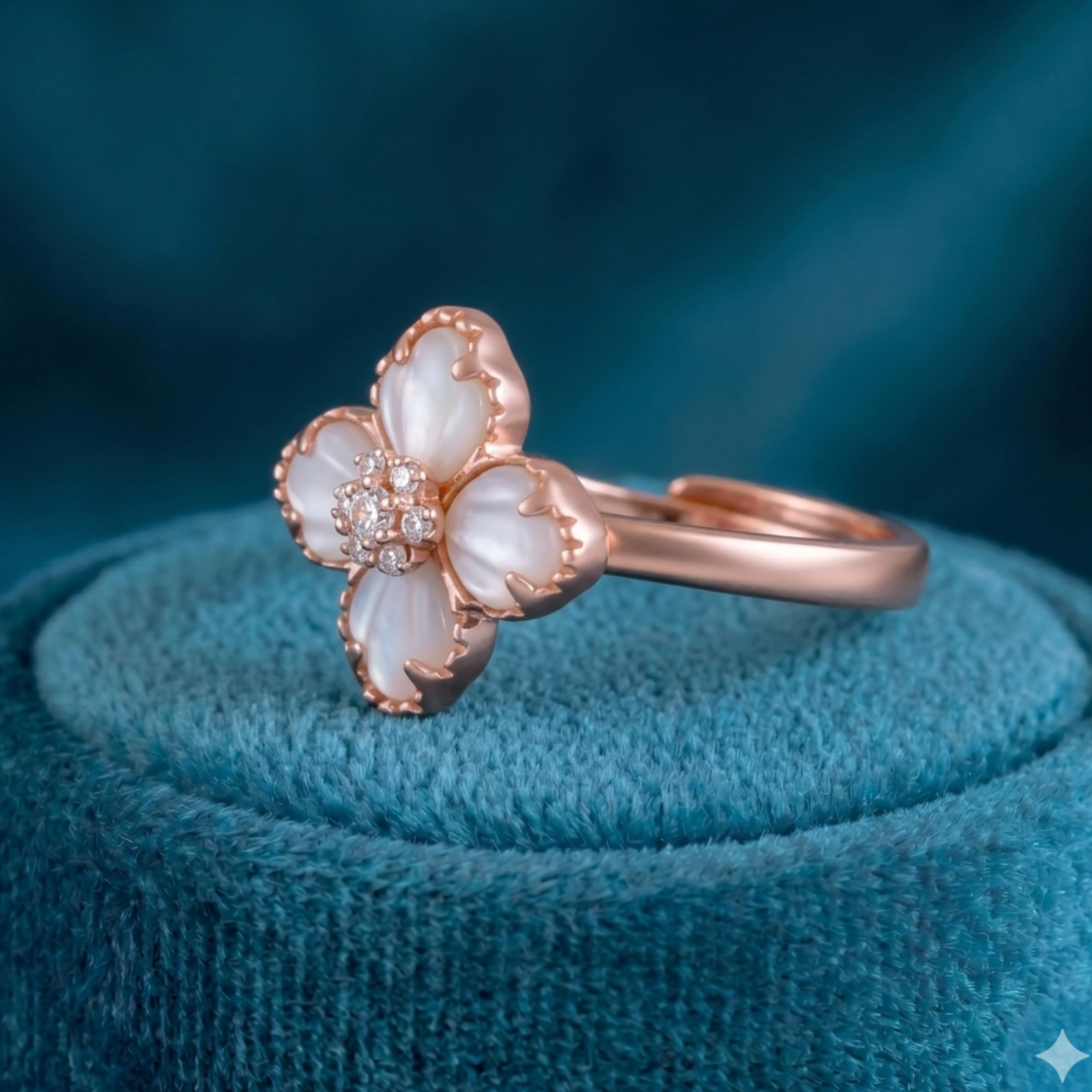 Rose Gold Blossom Ring (Adjustable)