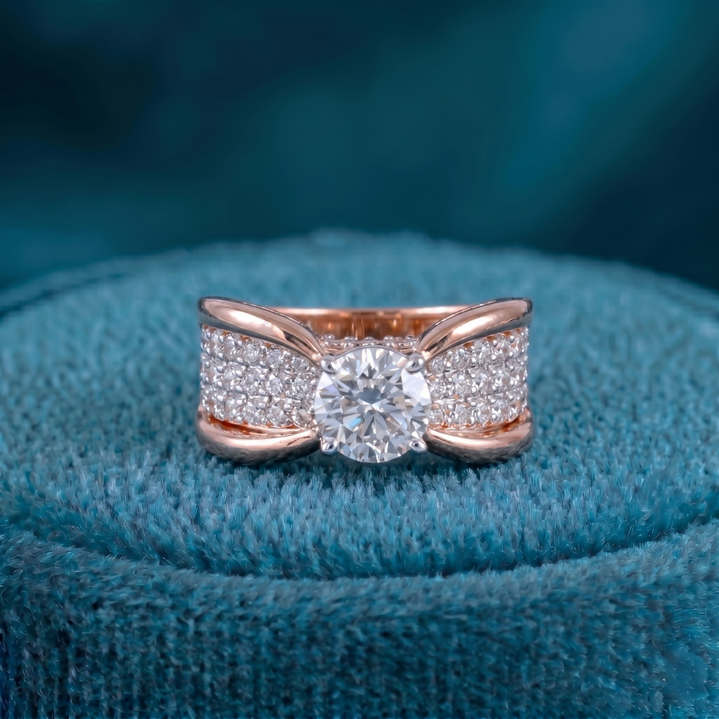Regal Pavé Crown Solitaire Ring