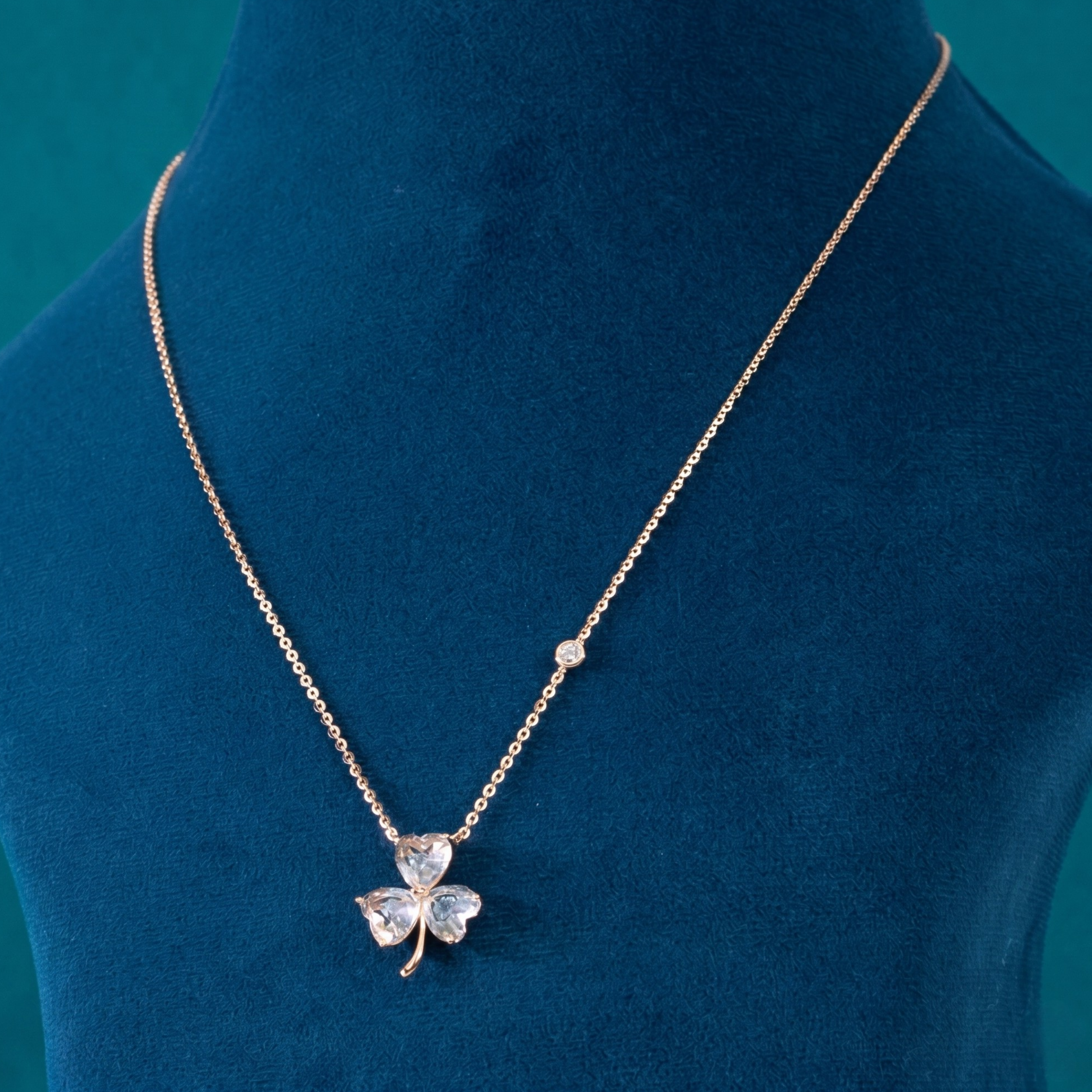 Blue Crystal Clover Pendant