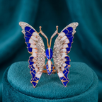 Blue Enamel Butterfly Ring