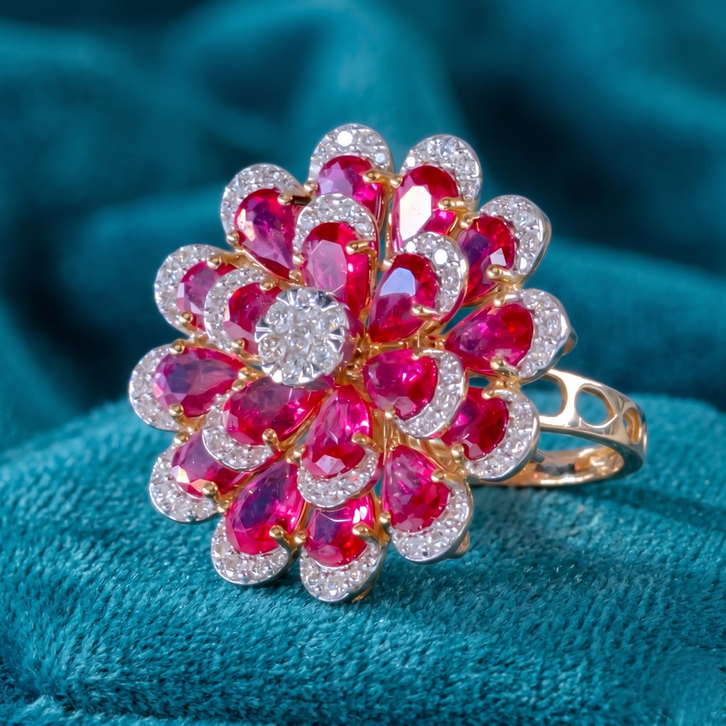Pink Floral Cluster Ring