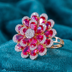 Pink Floral Cluster Ring