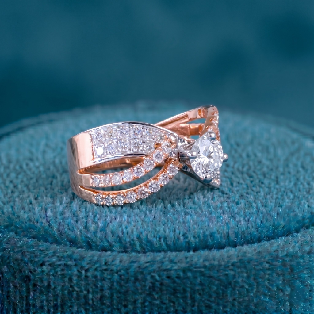 Celestial Wave Diamond Solitaire Ring