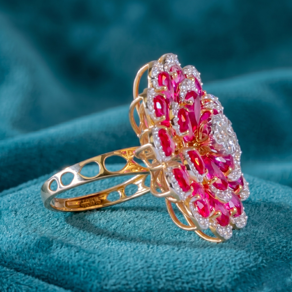 Pink Floral Cluster Ring