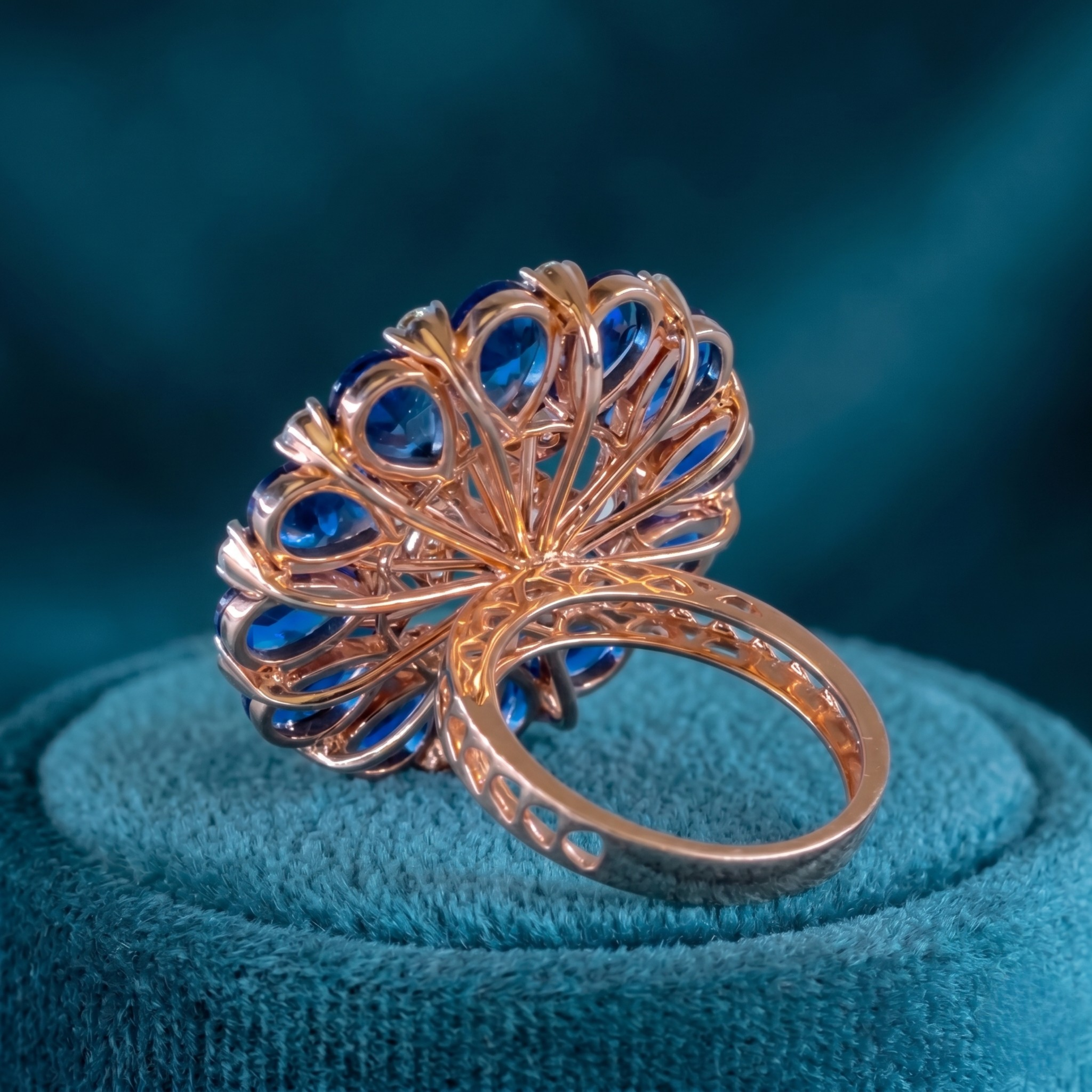 Blue Sapphire Floral Ring