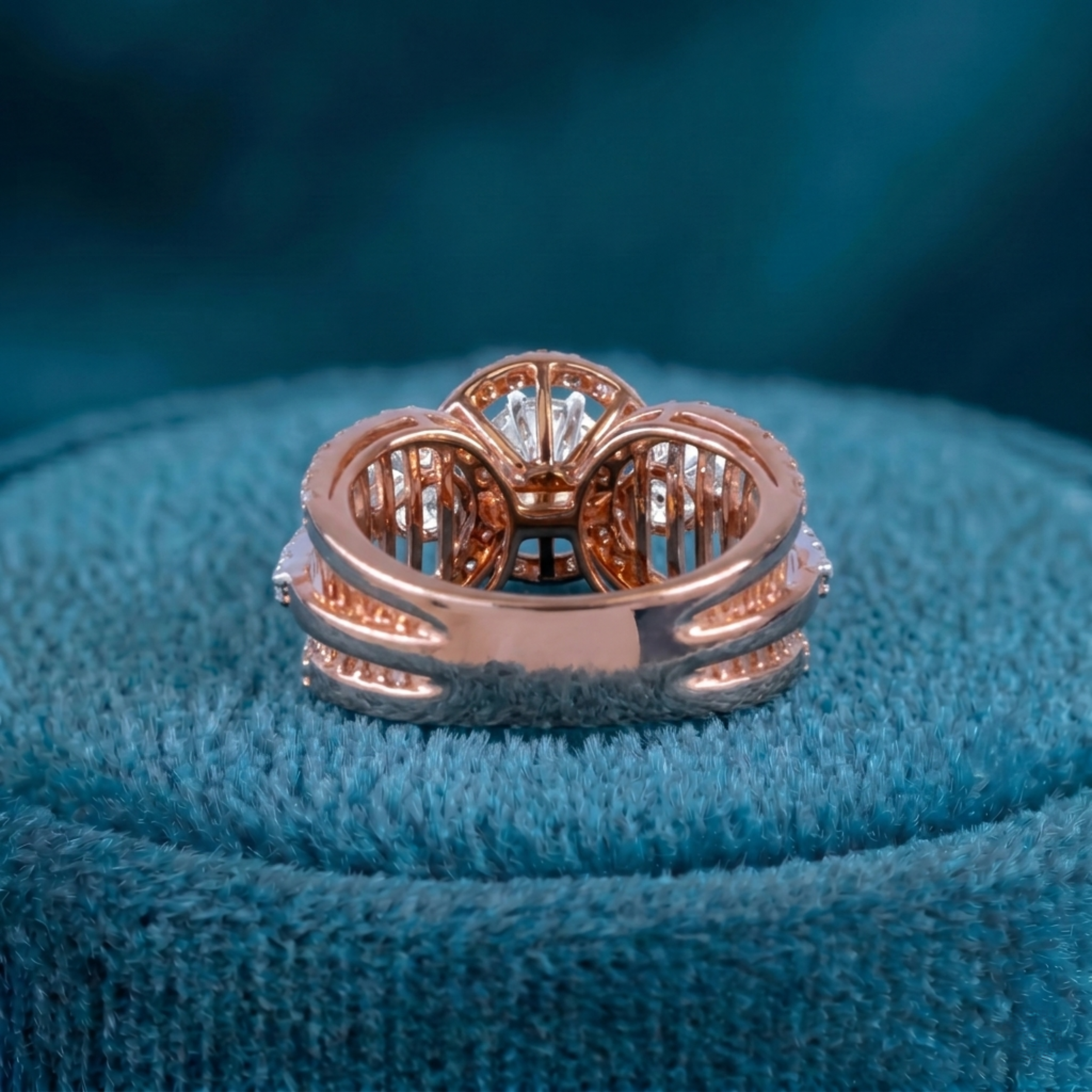 Royal Lattice Halo Solitaire Ring