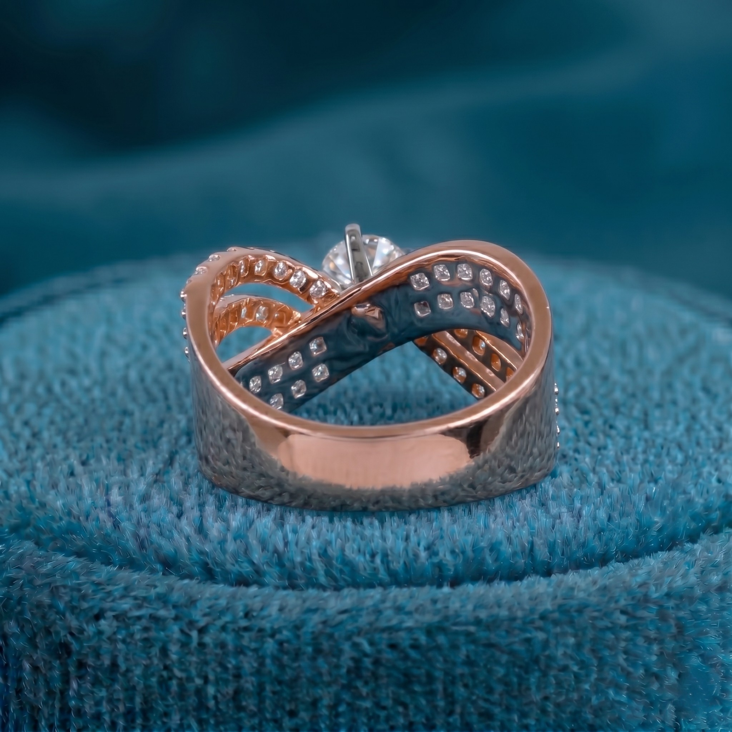 Celestial Wave Diamond Solitaire Ring