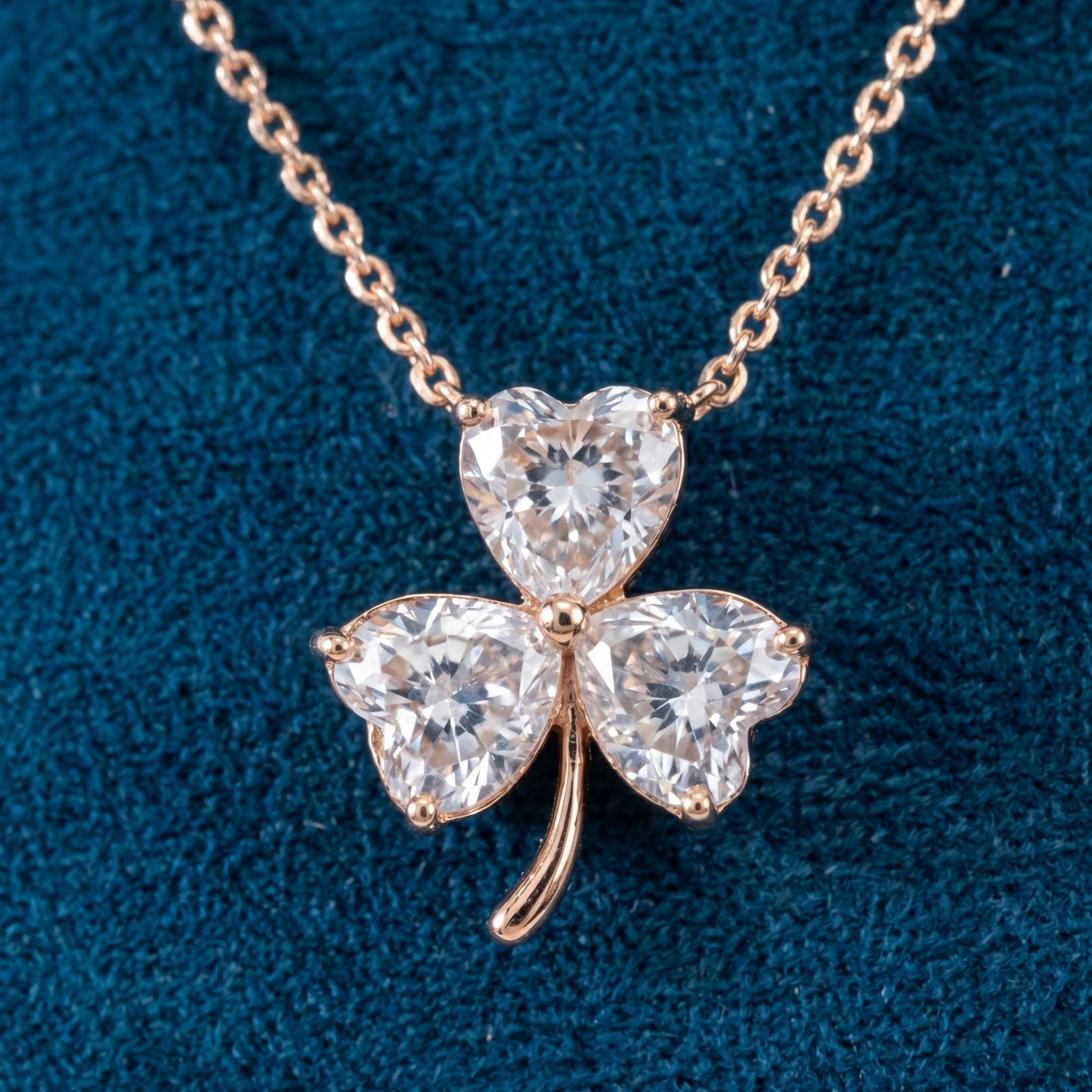 Blue Crystal Clover Pendant