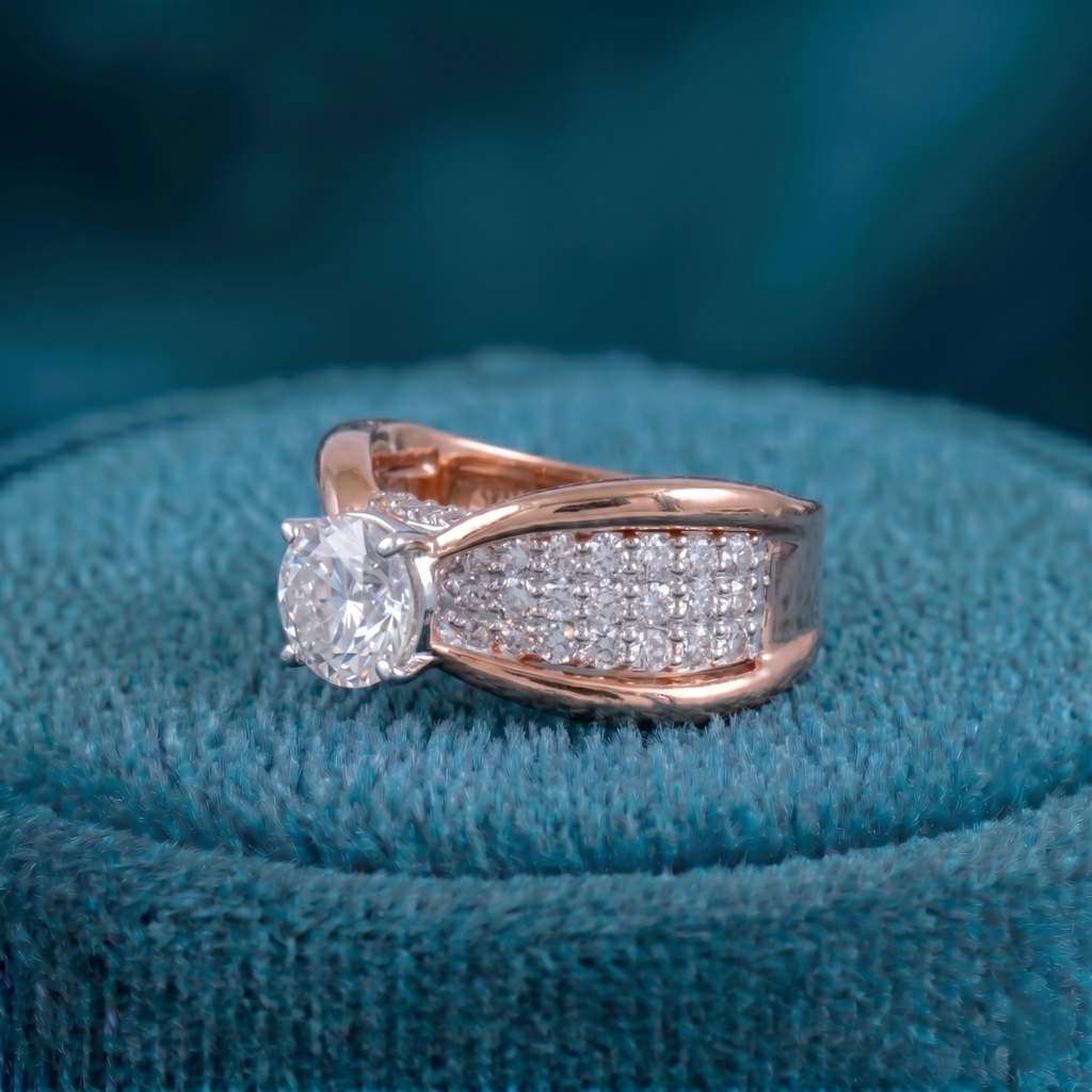Regal Pavé Crown Solitaire Ring