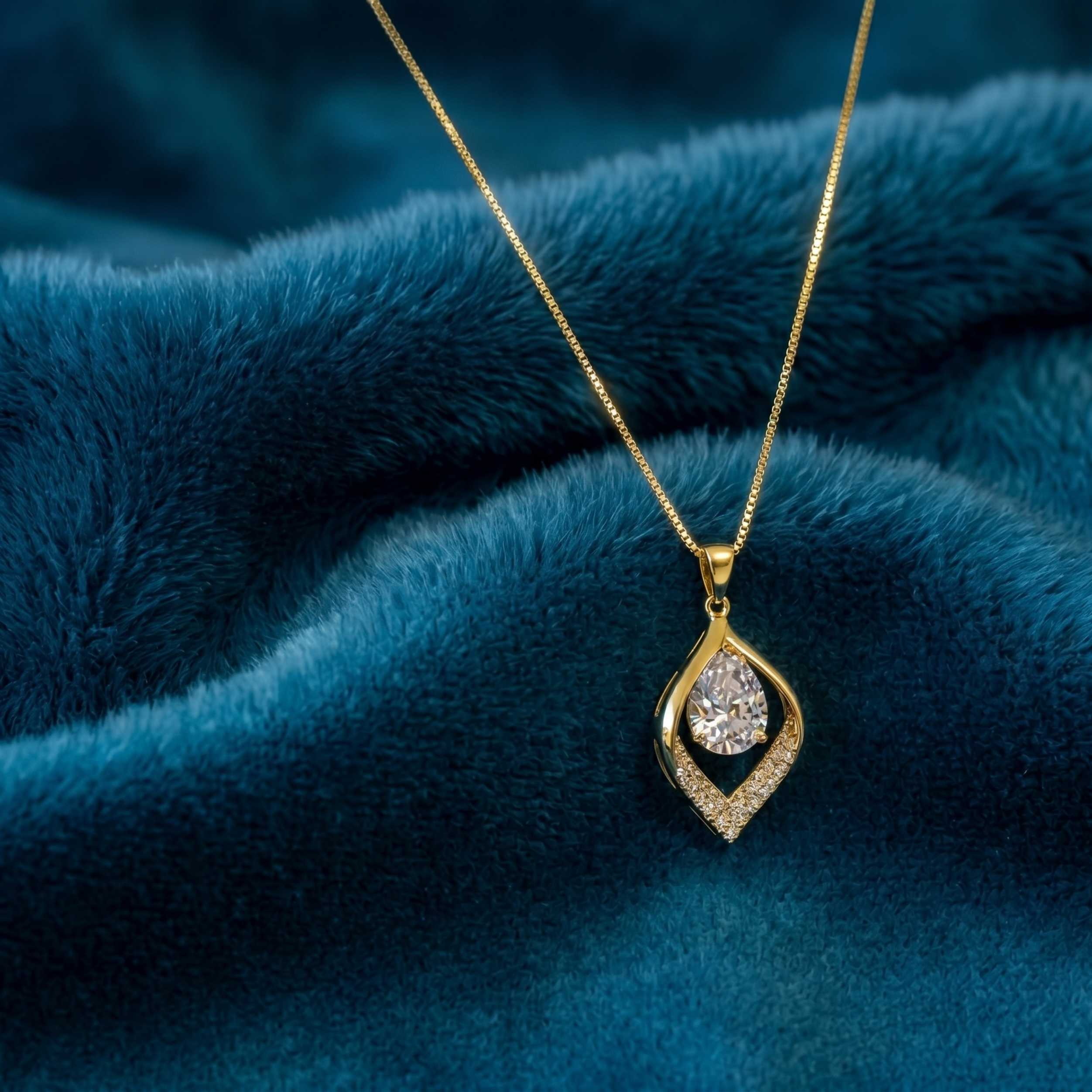 Gold Geometric Crystal Pendant Set