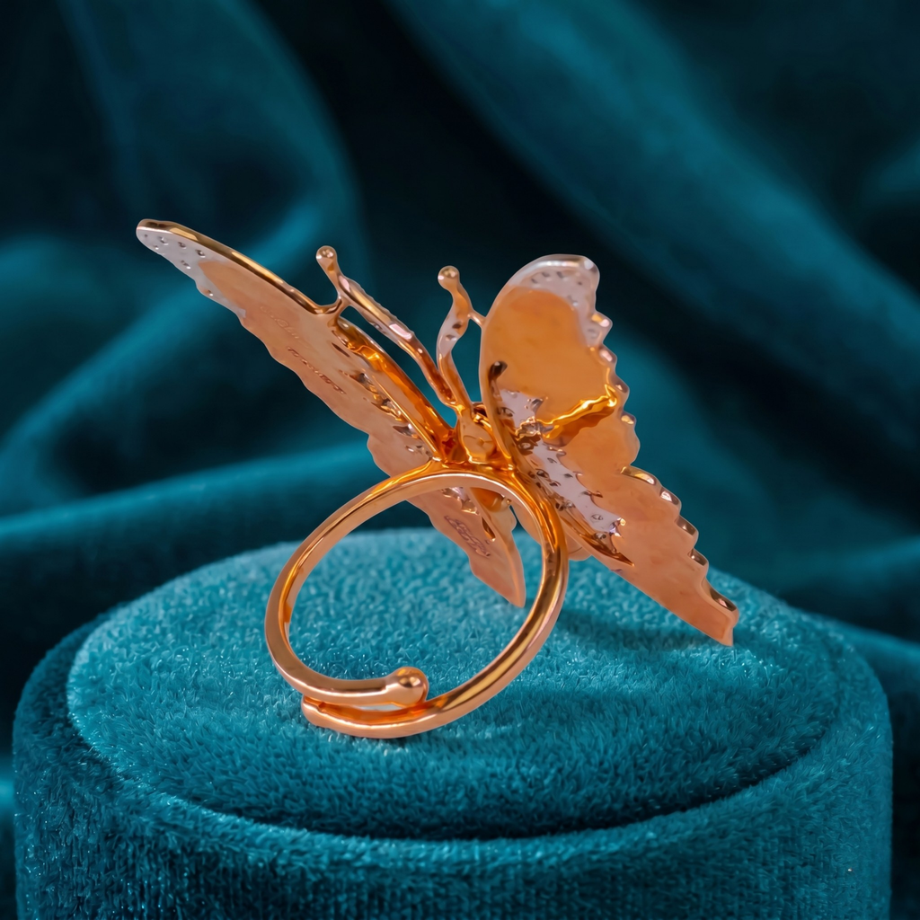 Blue Enamel Butterfly Ring
