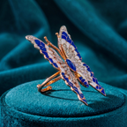 Blue Enamel Butterfly Ring