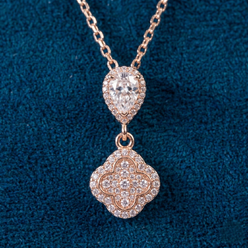 Double Stone Halo Pendant