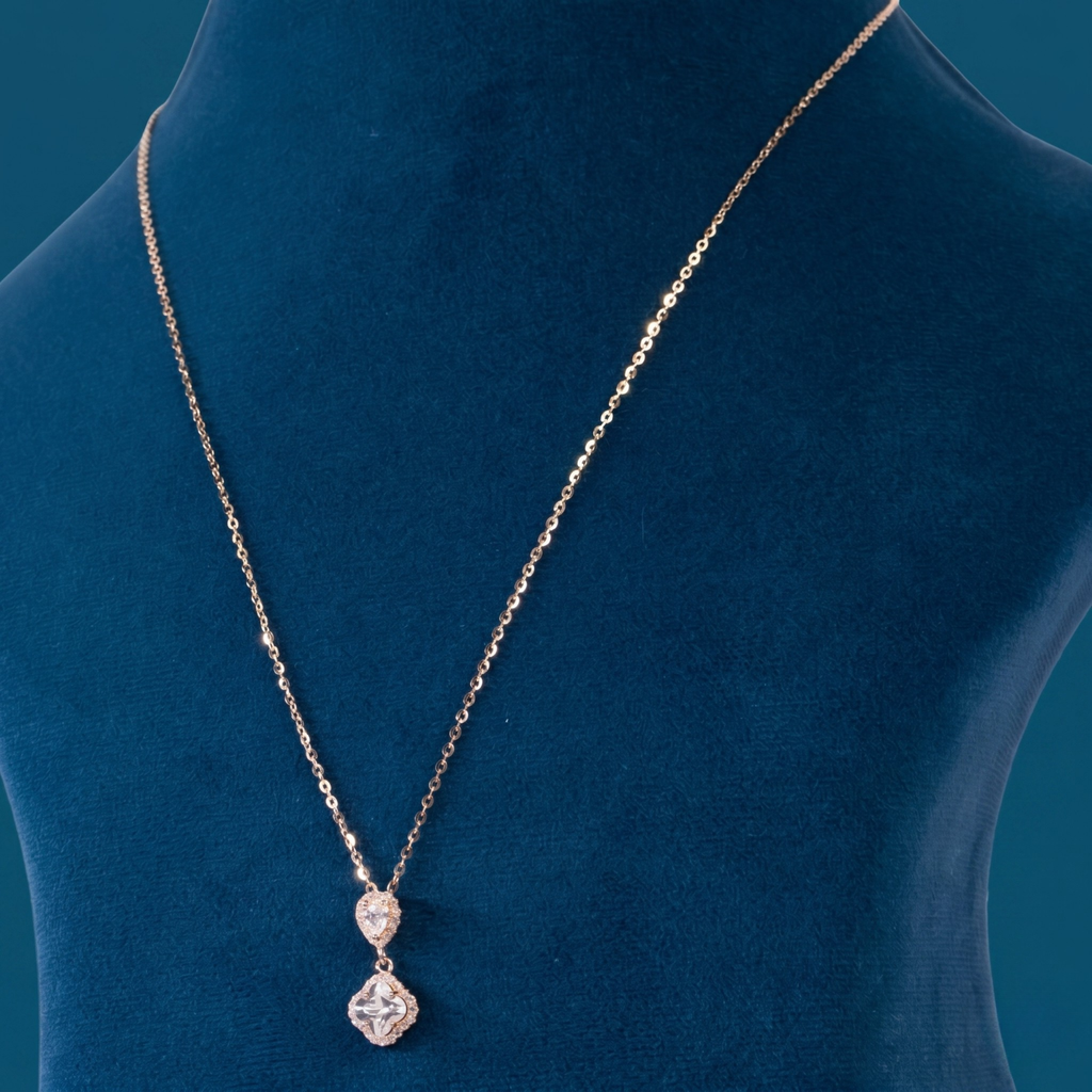 Double Stone Halo Pendant