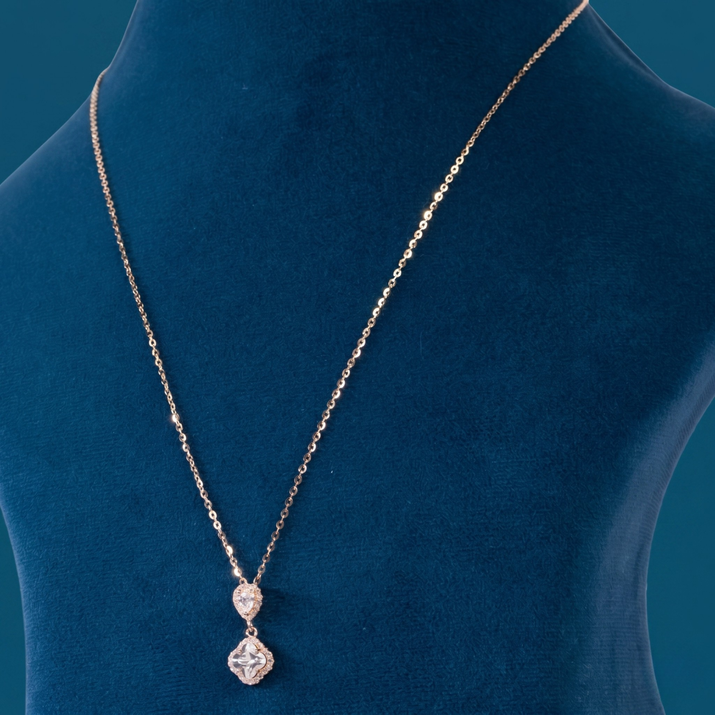 Double Stone Halo Pendant