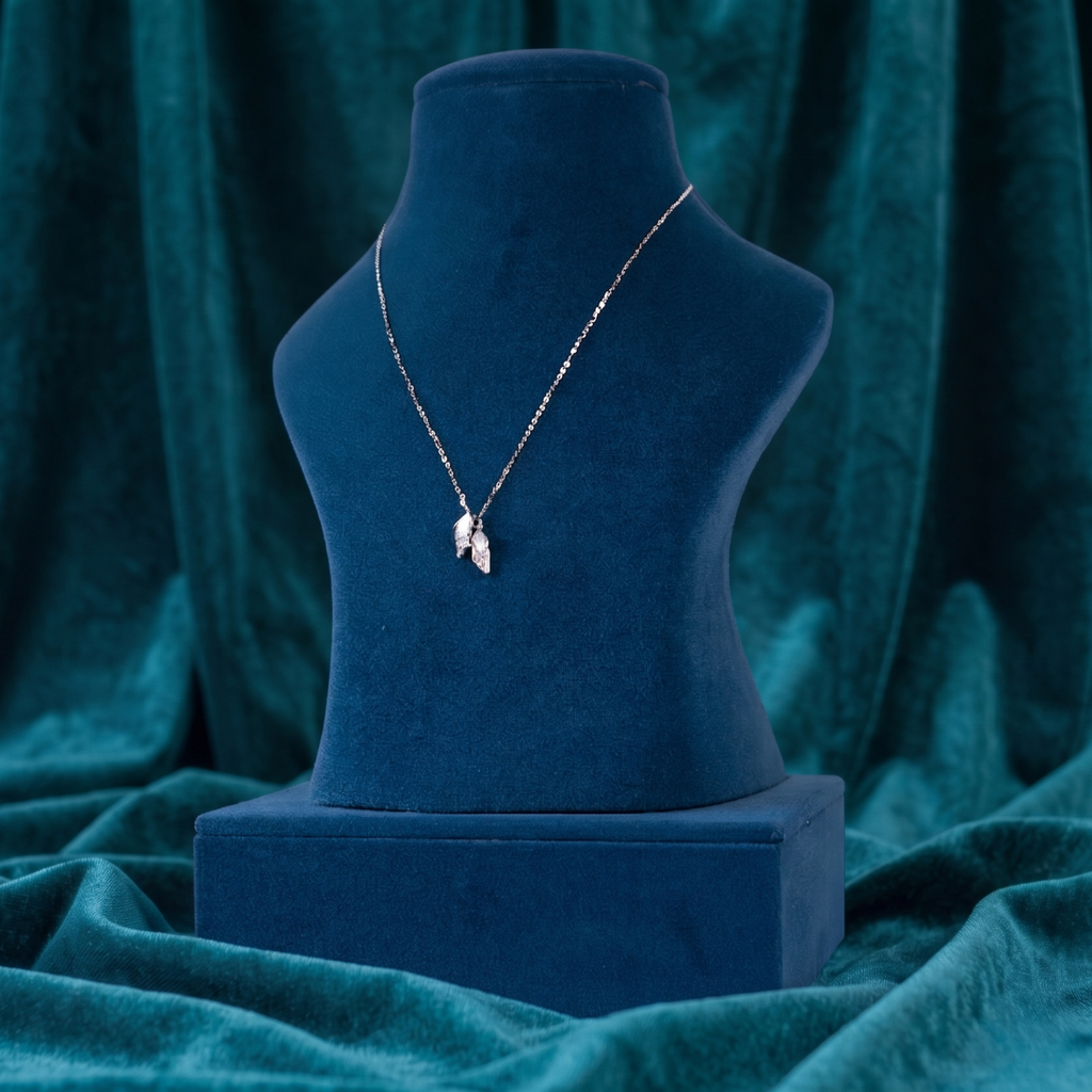 Silver Twin Leaf Drop Pendant